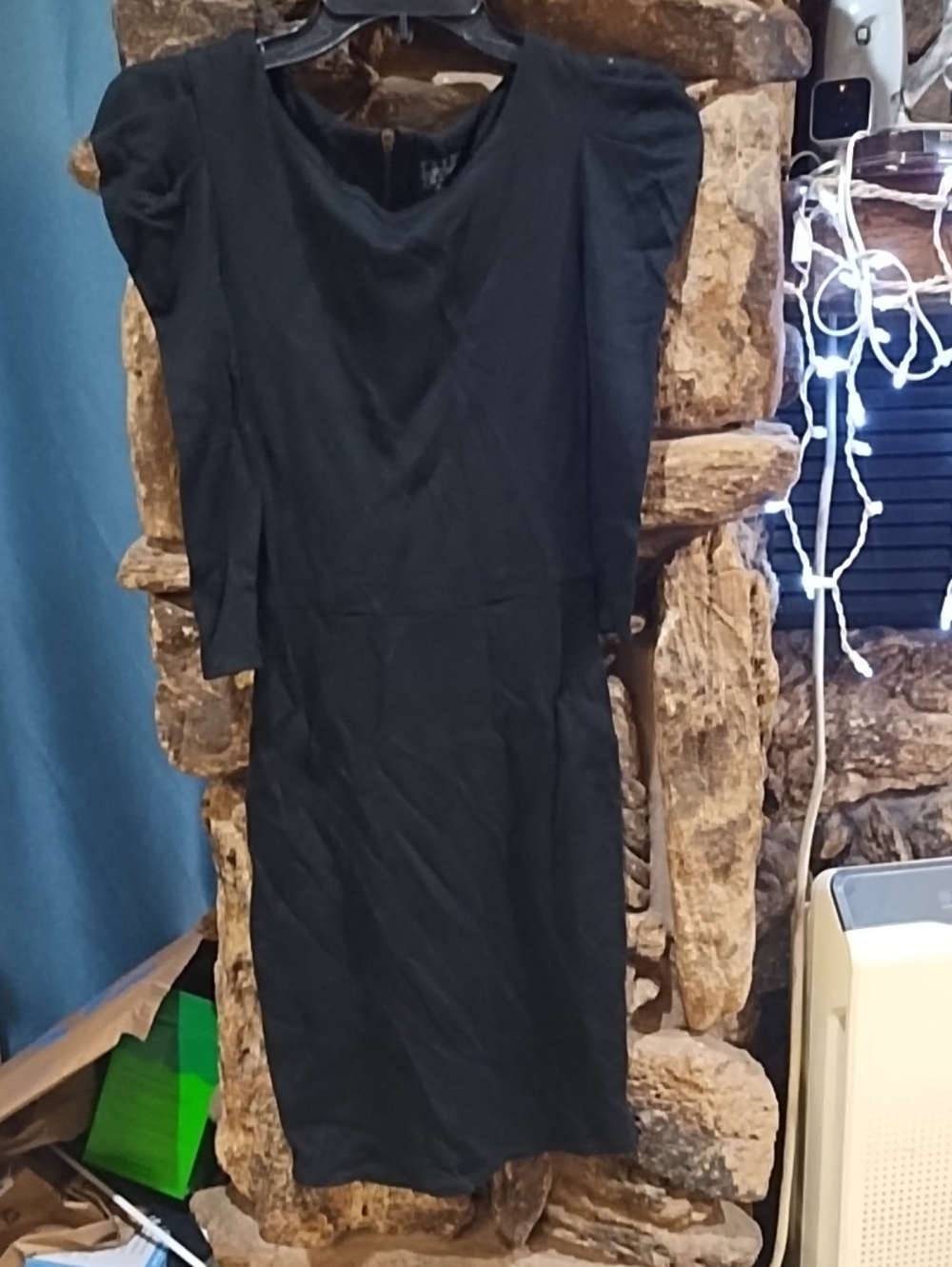 Topshop Black Midi Dress with 3/4 Sleeves